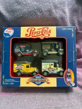 Pepsi-Cola Die-Cast Delivery Van Set - Blue, Red, Yellow, Cream